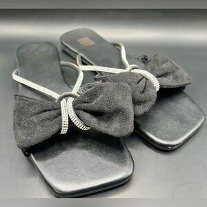 Elegant‎ Black Sandals with Bow Accent- No brand, Size:43, new with sticker